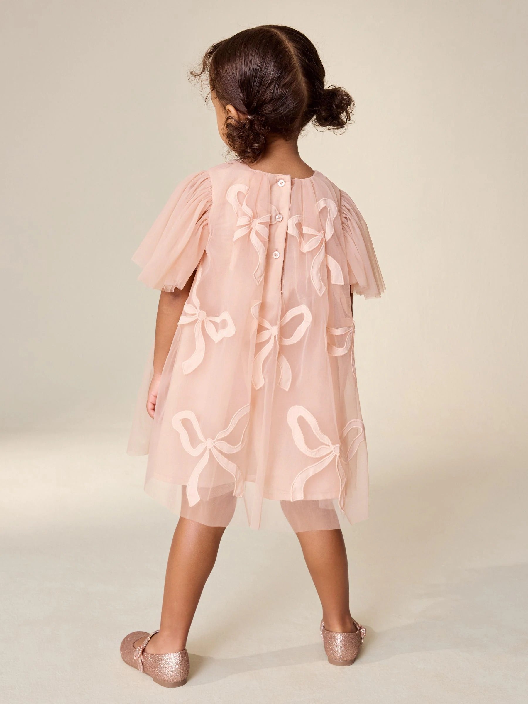 Preorder Next Uk Pink Bows Angel Sleeve Mesh Dress (3mths-7yrs)