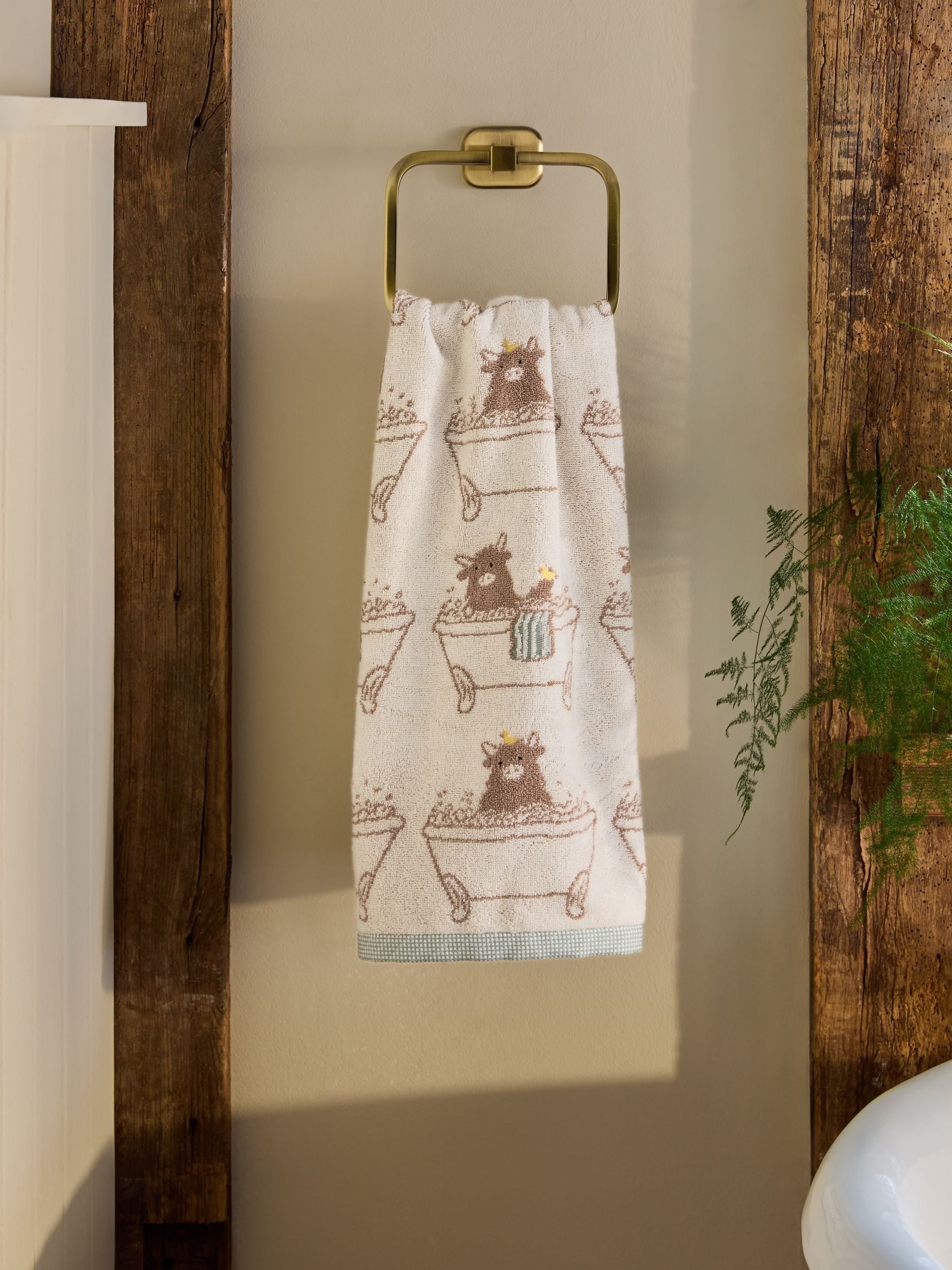 Natural Hamish The Highland Cow Towel