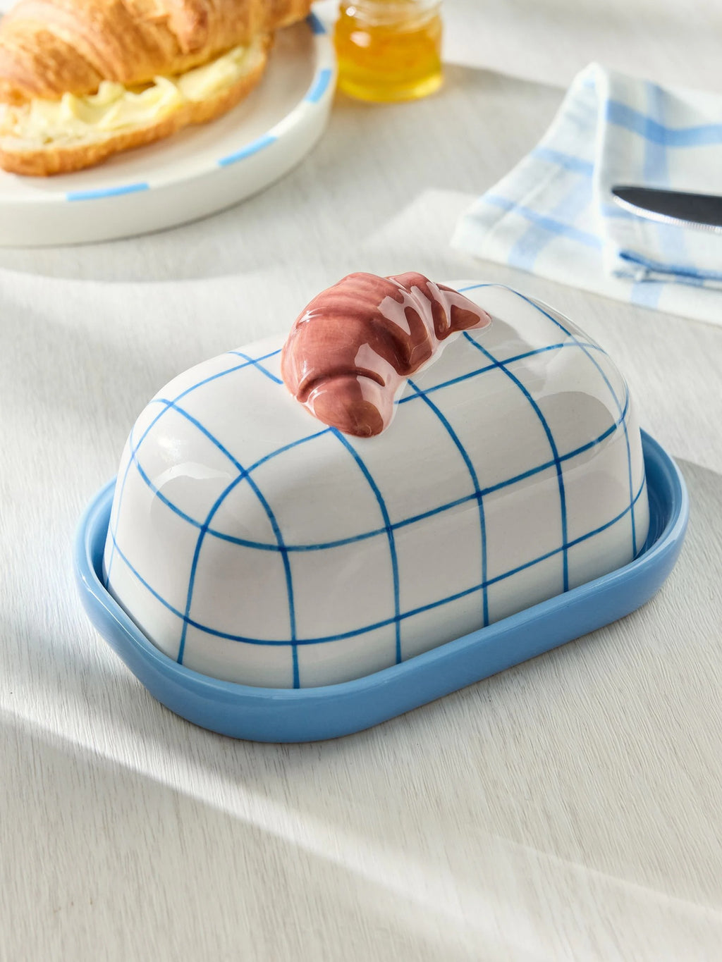 Preorder Next Uk White/Blue Claude Croissant Club Butter Dish