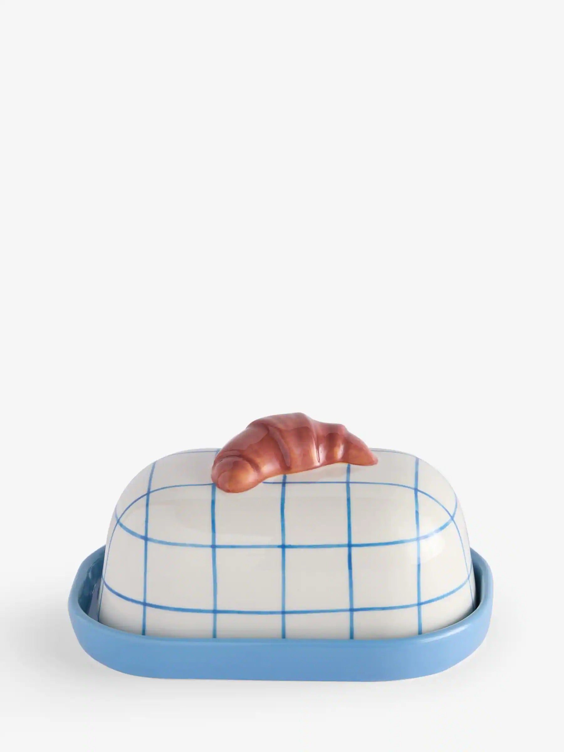 Preorder Next Uk White/Blue Claude Croissant Club Butter Dish