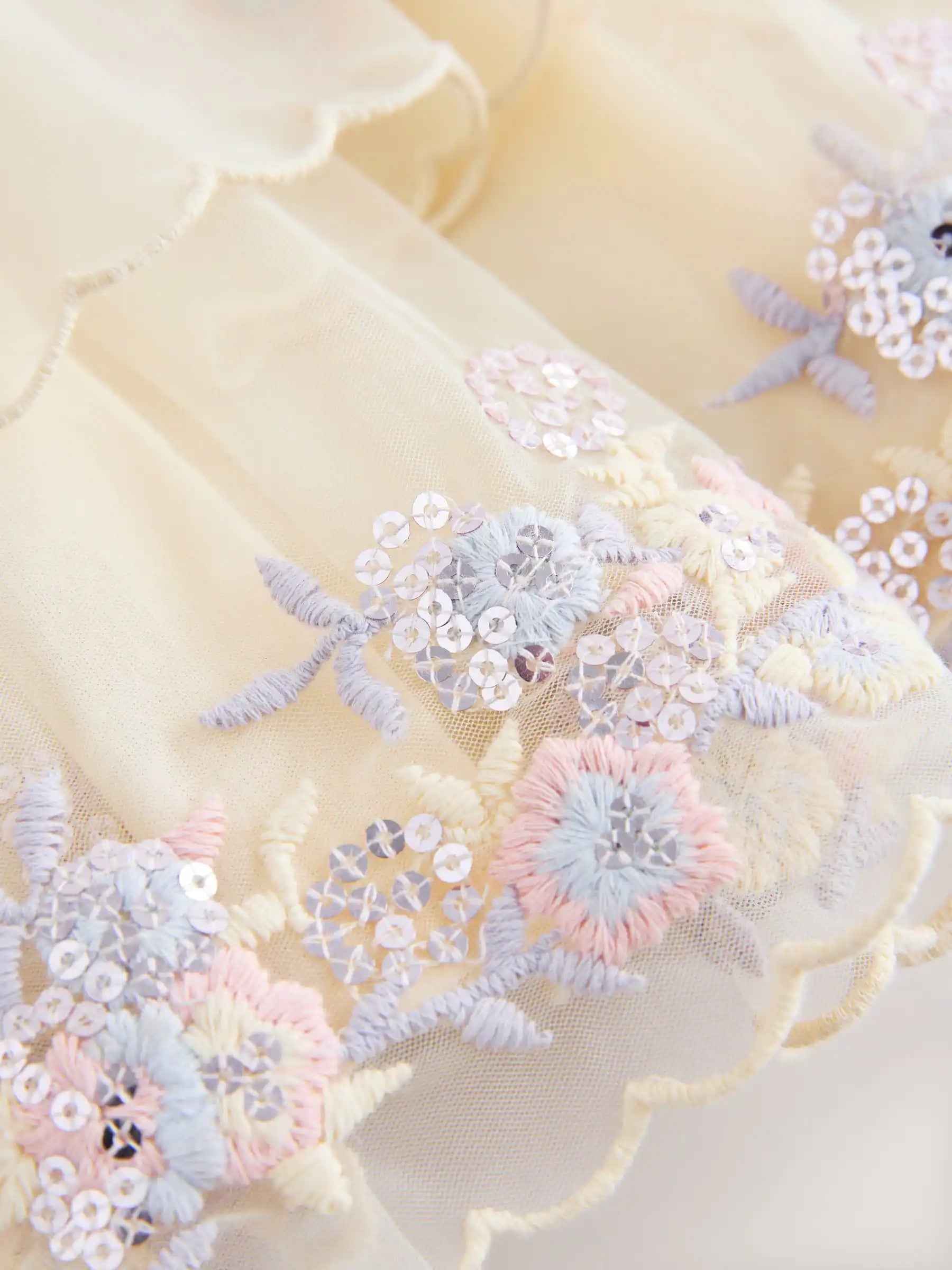 Preorder Next Uk Cream Embroidered Mesh Dress (3mths-7yrs)