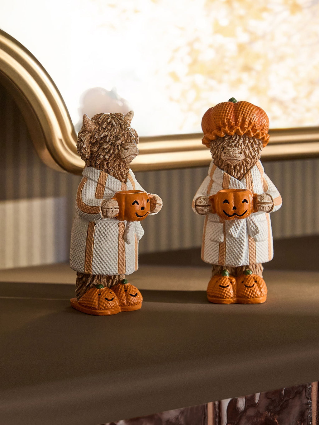 Set of 2 Natural Autumn Hamish the Highland Cow Ornaments