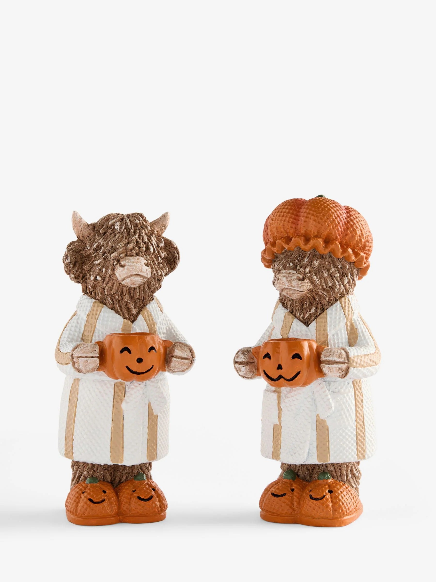 Set of 2 Natural Autumn Hamish the Highland Cow Ornaments
