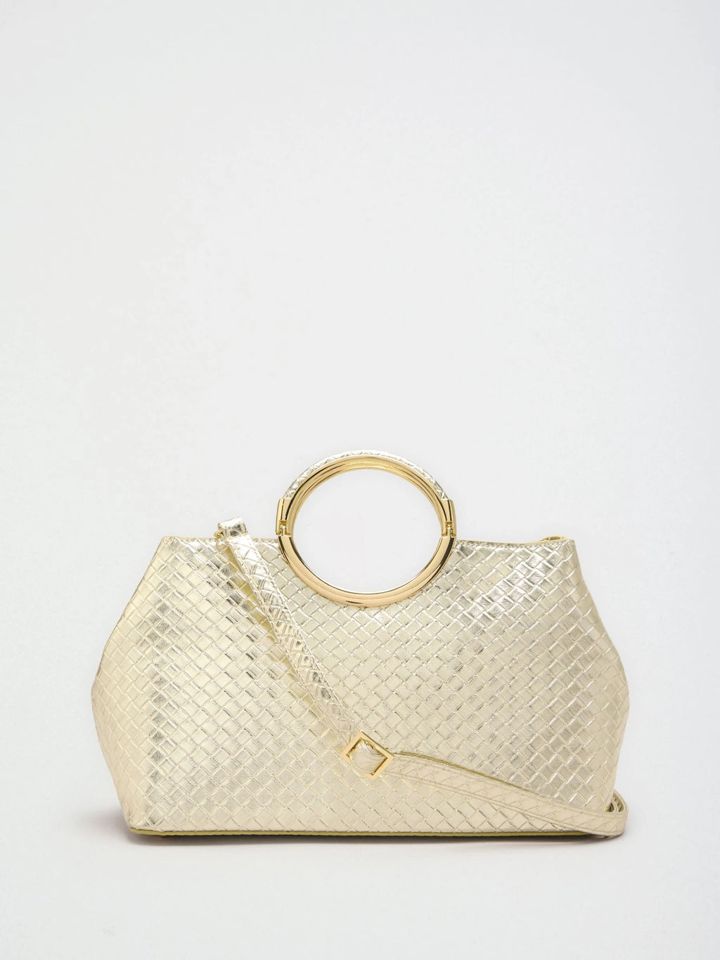 Preorder Lipsy Gold Weave Top Handle Tote Bag