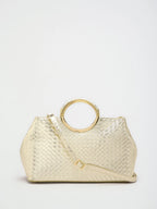 Preorder Lipsy Gold Weave Top Handle Tote Bag