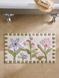 Multi Water Colour Floral Print Bath Mat