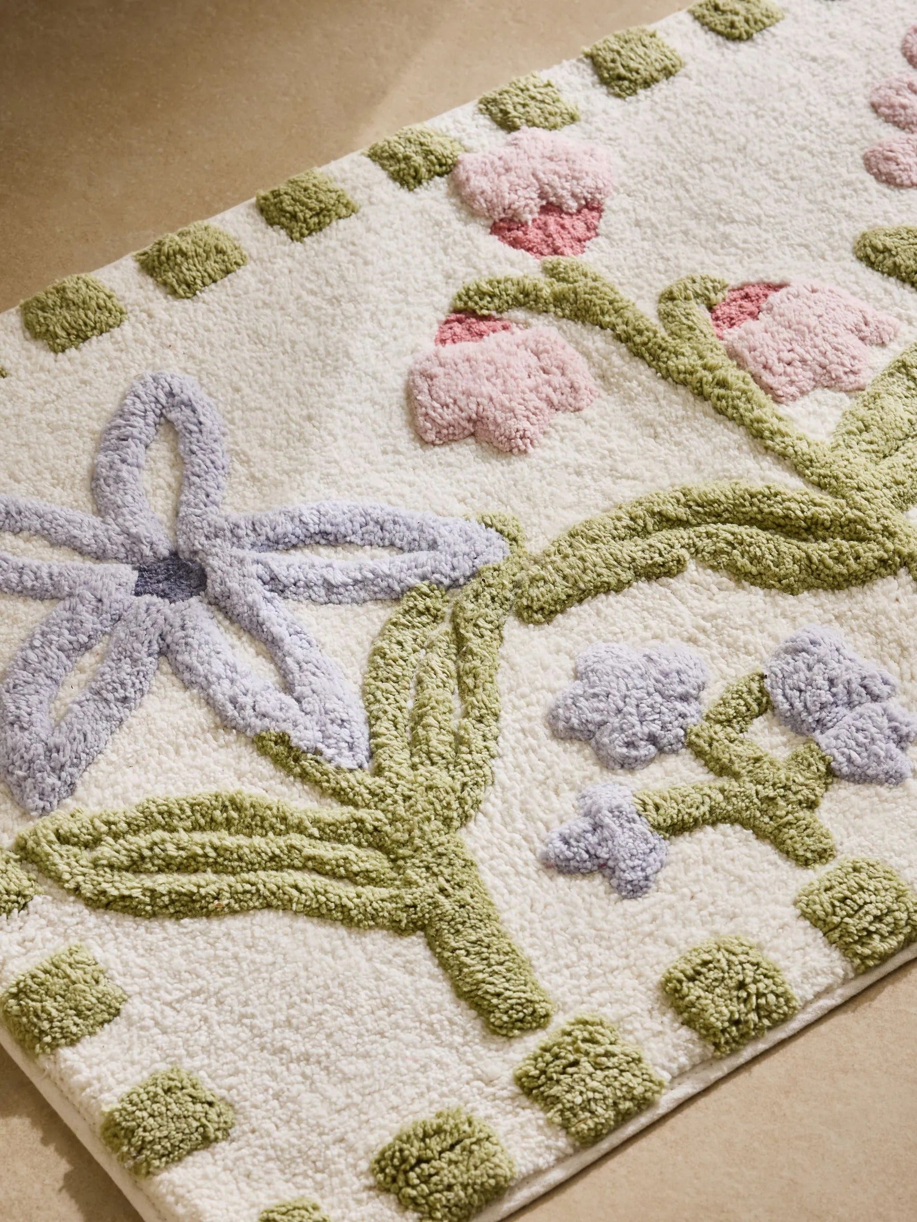 Multi Water Colour Floral Print Bath Mat