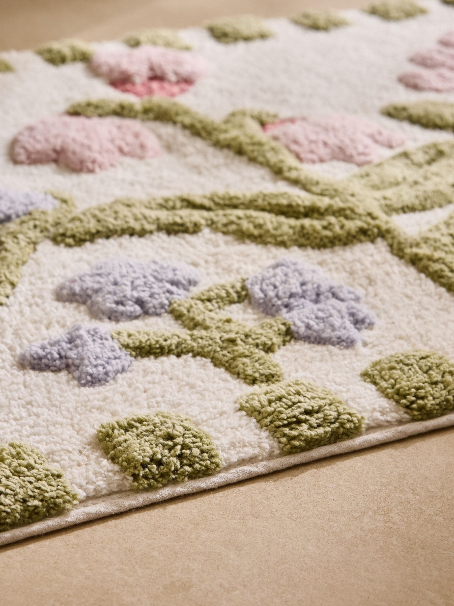 Multi Water Colour Floral Print Bath Mat