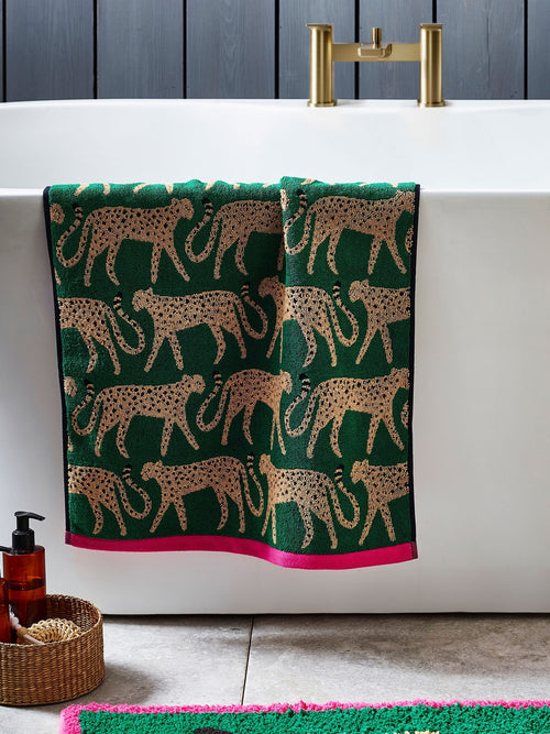 Green 100% Cotton Cheetah Towel