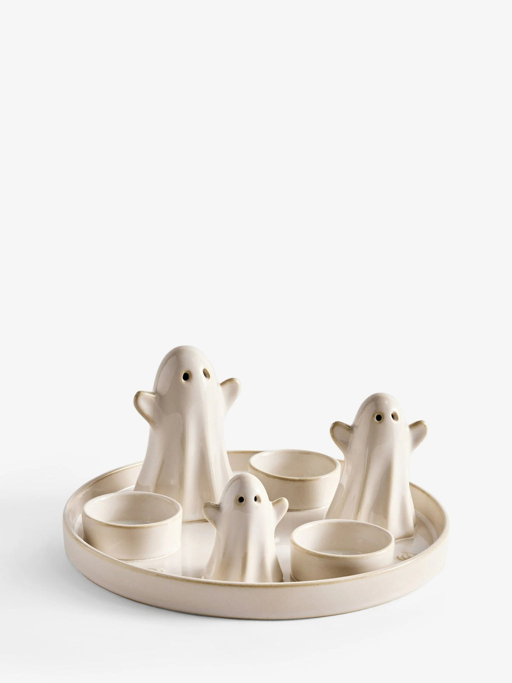 Preorder Cream Ceramic Halloween Ghosts Tealight Candle Holder Plate