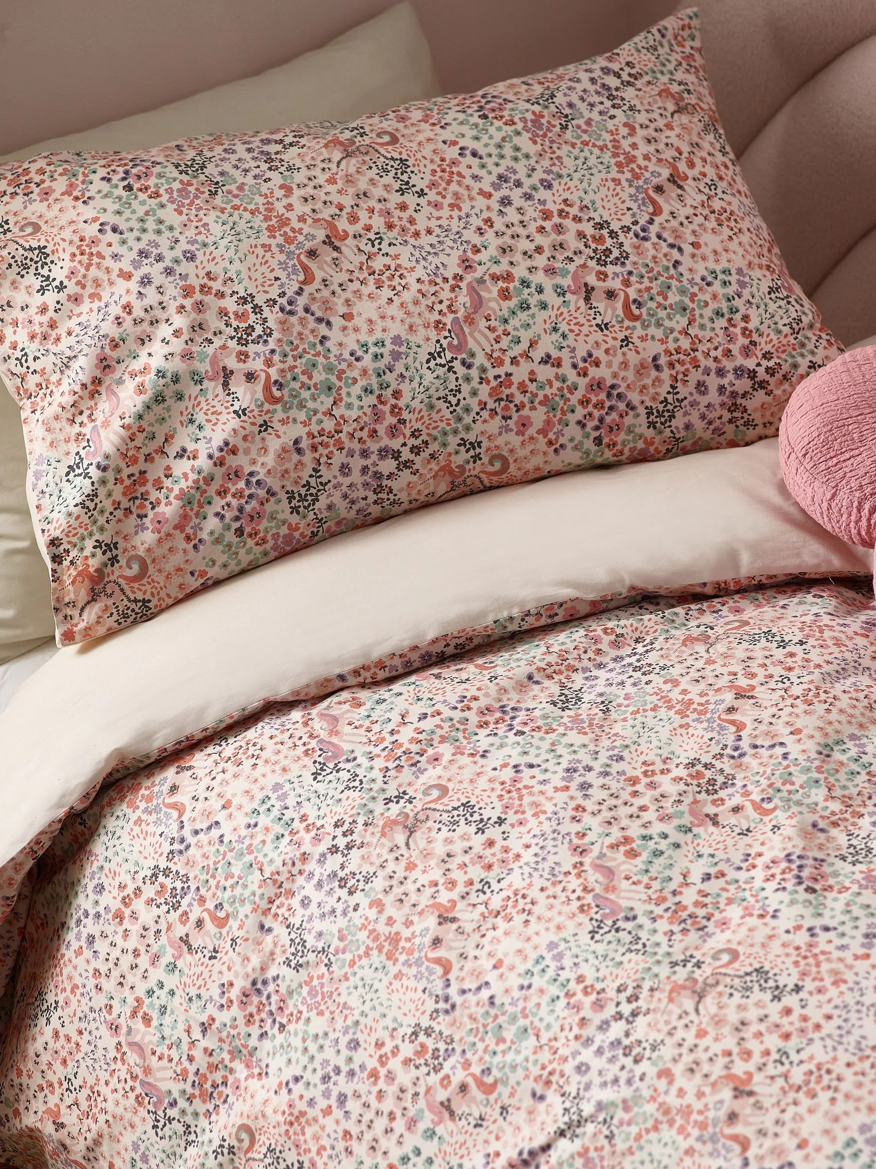 Preorder Natural Scandi Unicorn Reversible Duvet Cover And Pillowcase Set