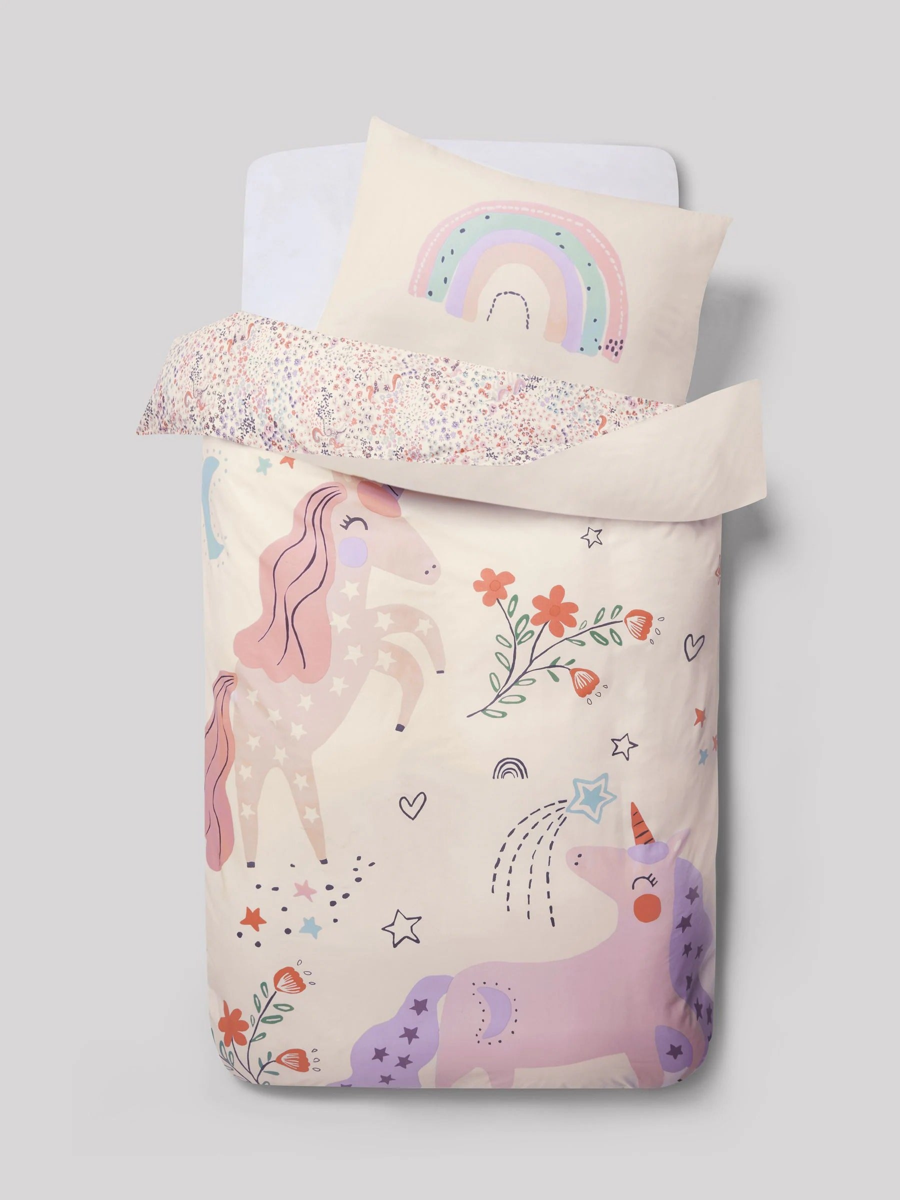 Preorder Natural Scandi Unicorn Reversible Duvet Cover And Pillowcase Set