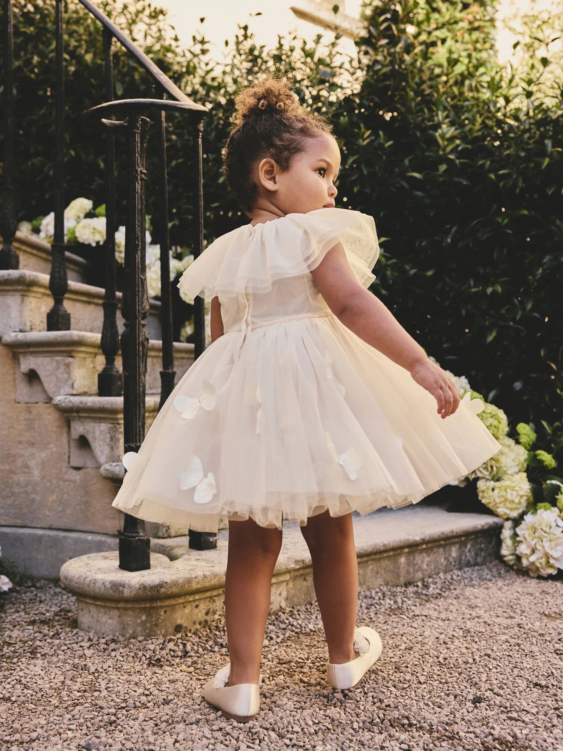 Preorder Next Uk White Ruffle Collar Mesh Dress (3mths-7yrs)