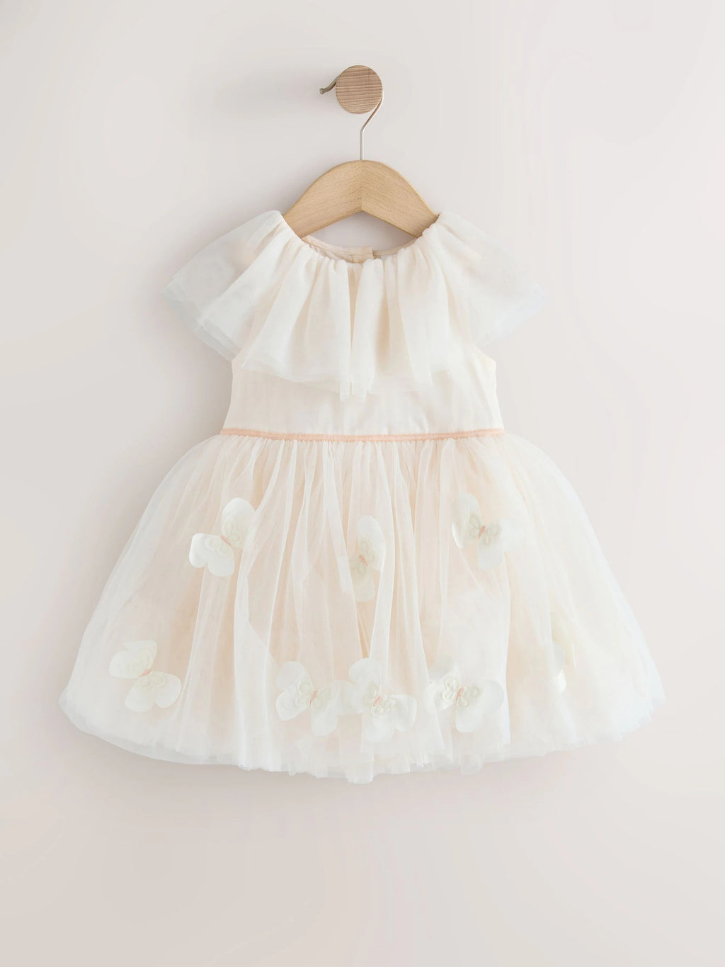 Preorder Next Uk White Ruffle Collar Mesh Dress (3mths-7yrs)