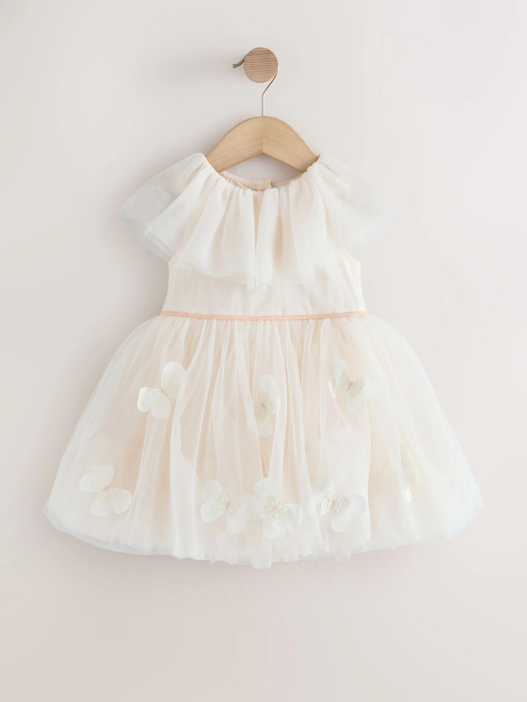 Preorder Next Uk White Ruffle Collar Mesh Dress (3mths-7yrs)