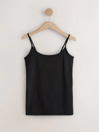 Next Uk White/Black Thin Strap Vests 5 Pack