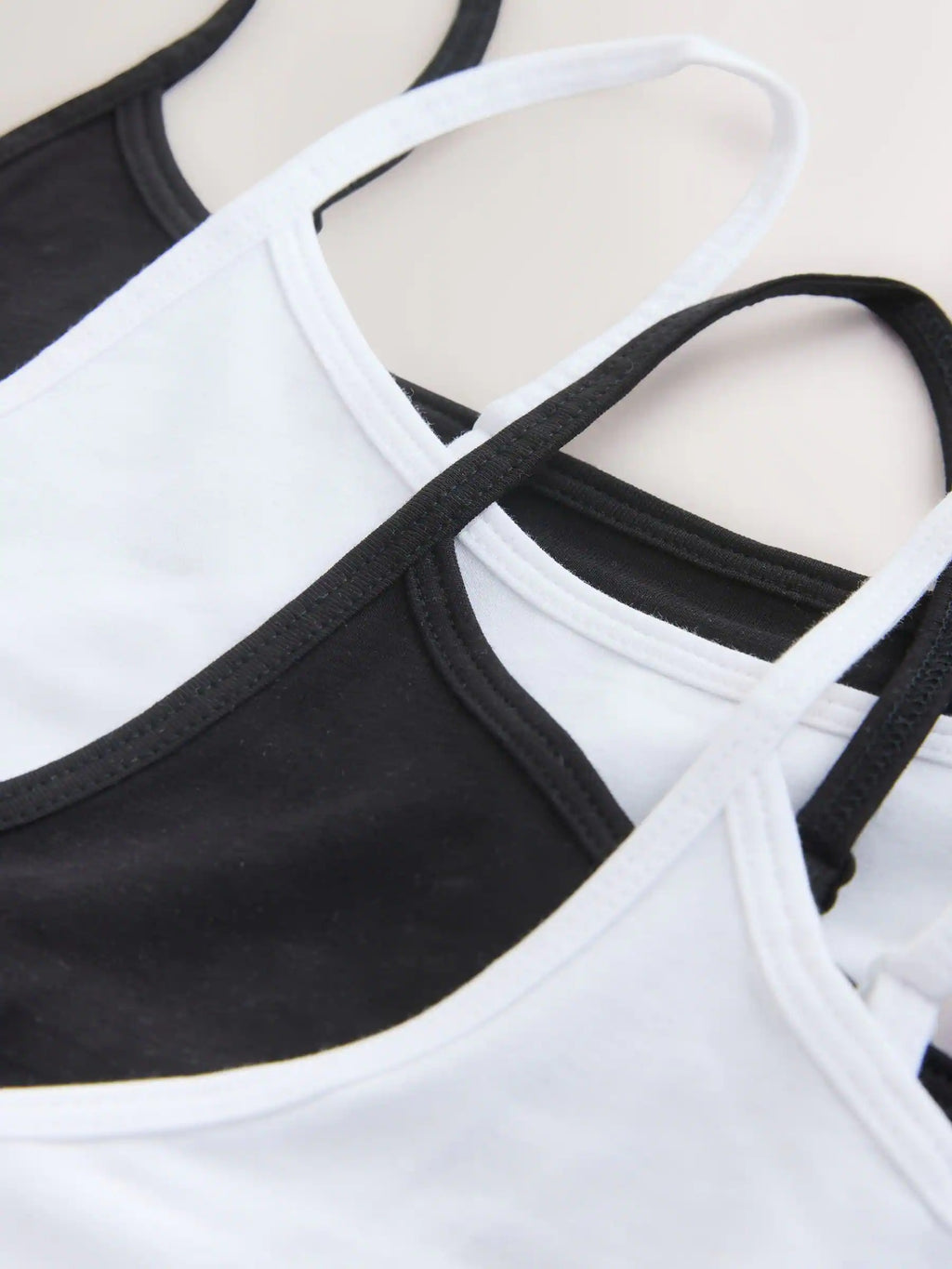 Next Uk White/Black Thin Strap Vests 5 Pack