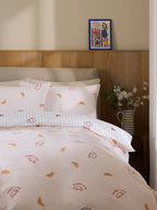 Next Uk Blue/Natural Breakfast In Bed Reversible Duvet Cover and Pillowcase Set