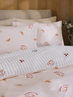 Next Uk Blue/Natural Breakfast In Bed Reversible Duvet Cover and Pillowcase Set