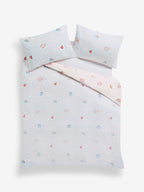Next Uk Blue/Natural Breakfast In Bed Reversible Duvet Cover and Pillowcase Set