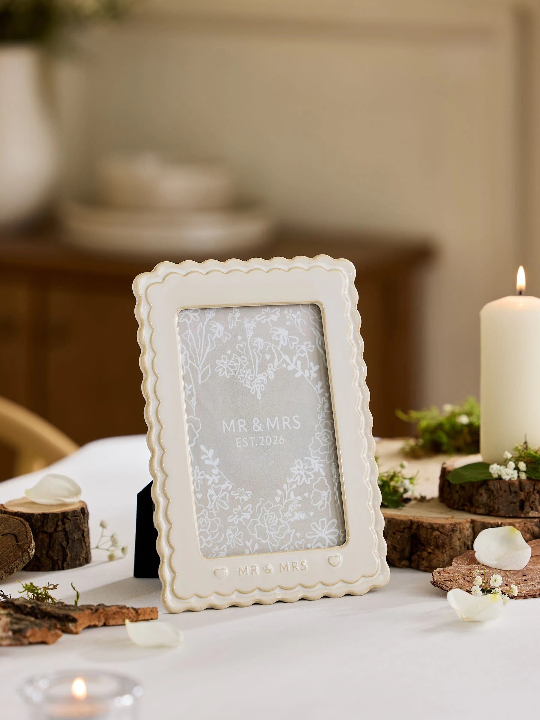 Neutral Mr and Mrs Wedding Photo Frame